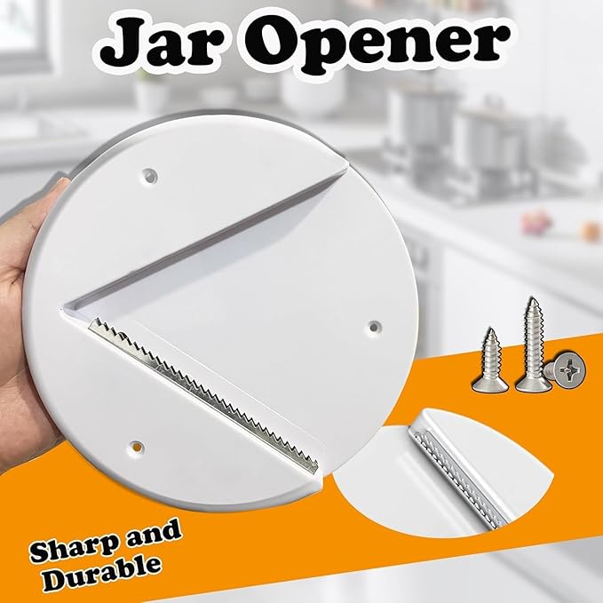 Upgraded Jar Opener, Under Cabinet Jar Opener Tool, Bottle Opener for Seniors, Cap Openers for Arthritis or Weak Hands, One Handed Opener Gadgets, Essential Kitchen Gadgets for Home Assistance
