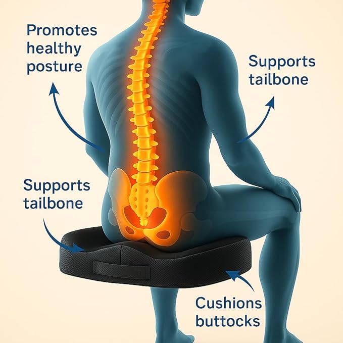 Premium Orthopedic Seat Cushion for Back Pain and Sciatica Relief (1)