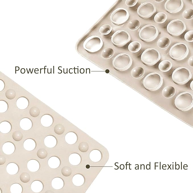 Tiamo Non Slip Large Shower Mats for Inside Shower 20.87" x 33.86",TPE Bath Mat for Outside Shower,Extra Large Bathtub Mat with Suction Cups and Big Drain Holes,Apricot