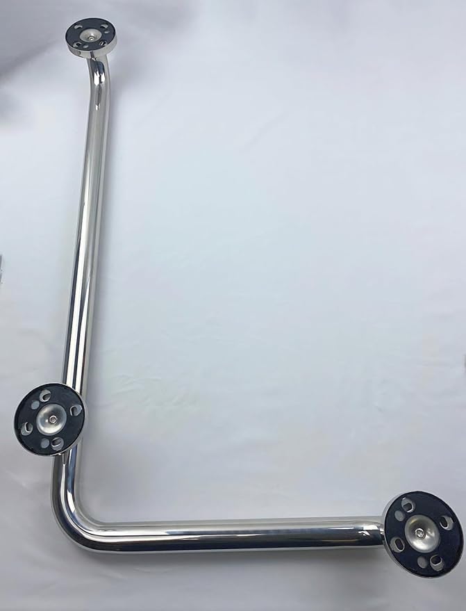Shower Handicap Grab Bars for Bathroom Wall, L-Shaped Grab Bar, Stainless Steel Bathtub Safety Support Rail,Chromed Armrest,Elderly, Disabled Toilet Anti-Skid Safety Handle, Towel Rack (Size : Left)