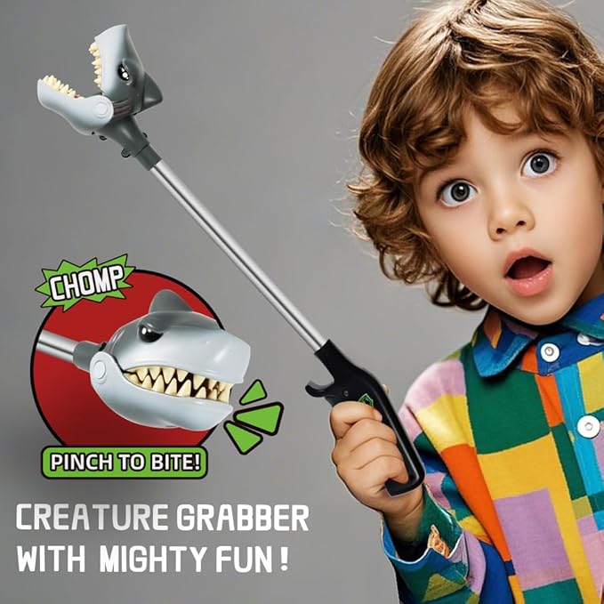 DINOBROS Shark Toy Pincher Grabber Sea Animal Toys Chomper Claw Monster Reacher Great White Shark Toys