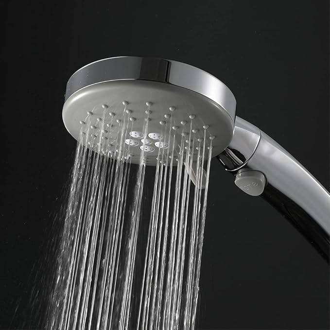 Elderly Handheld Shower Head Designed For Disabled Pregnant Woman Gravidas With 79-Inch Hose Suciton Cup Holder Bracket Home Care Control Button Convenient Push Button Chrome