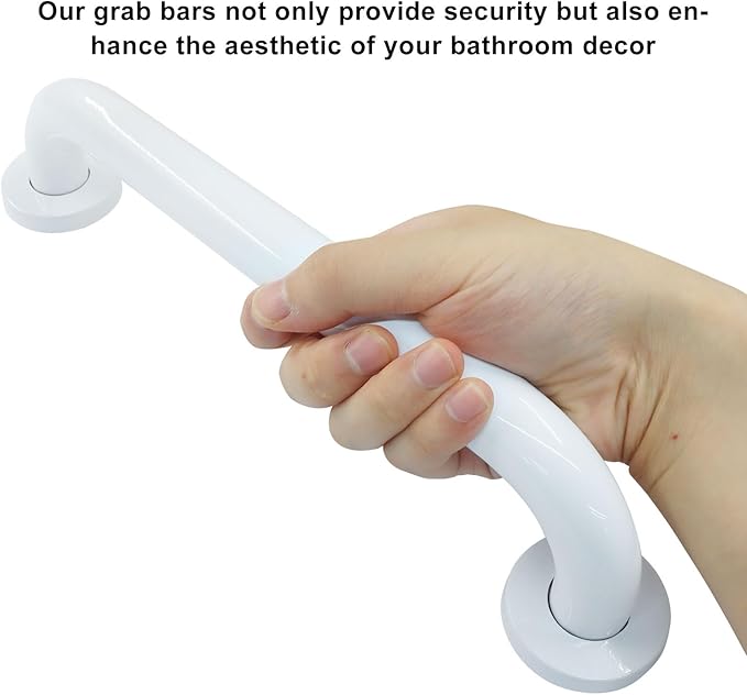 2 Pack White Safety Grab Bar, Stainless Steel Bathroom Grab Bar Shower Bath Handle, Handicap Hand-Rail Support for Bathroom Bathtub Toilet/Elderly Seniors Pregnant Children