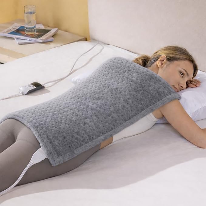 Boncare® Ultra Plush XXL Heating Pad for Neck and Shoulder and Back with Auto-Off, Stay-On Warmth Up to 18 Hours, 6 Heat Levels, 12.6 ft Cord for Bed Foot Warmer with Gift Box (Warm Pebble, 20"x24")