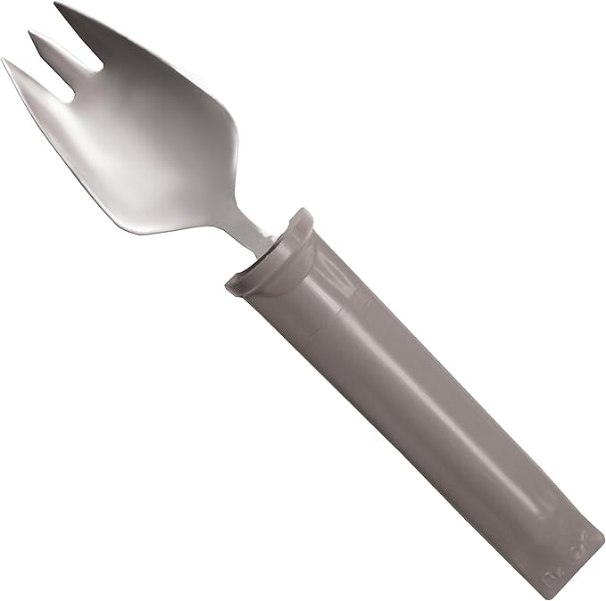 Rehabilitation Advantage Swivel Spork Utensil Set of 4, Angled Eating Utensils with Rotating Head for Easy Gripping, Mealtime Support for Daily Living and Independence