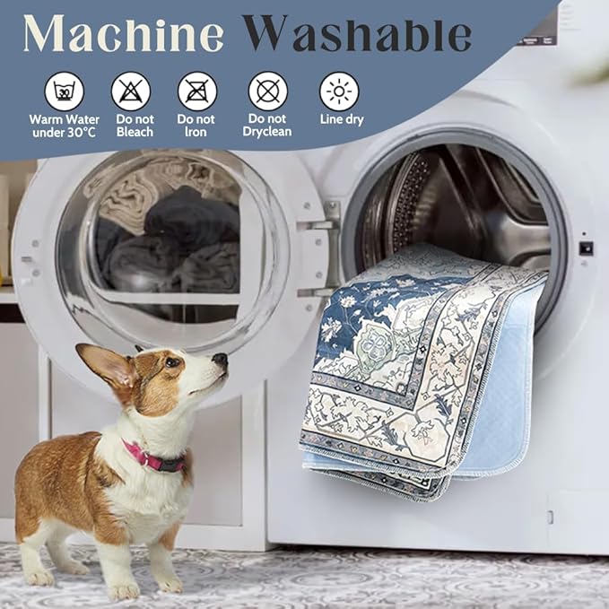 Washable Pee Pads for Dogs 2 Pack Reusable Puppy Training Pads 24"x18" Super Absorbent Waterproof Dog Training Pads, Non-Slip Potty Pads Whelping Pads Litter Mat Pet Supplies - Navy/Mix