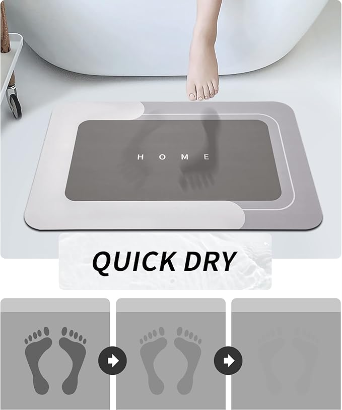 Housego Absorbent Bath Mat Magic Rug, Quick Drying Mat Magic Bath Mat Non-Slip Floor Rug Rubber Backed for Bathroom Kitchen Shower Sink, Water Absorbent (1PC, 15.7''x23.6'', Beige)