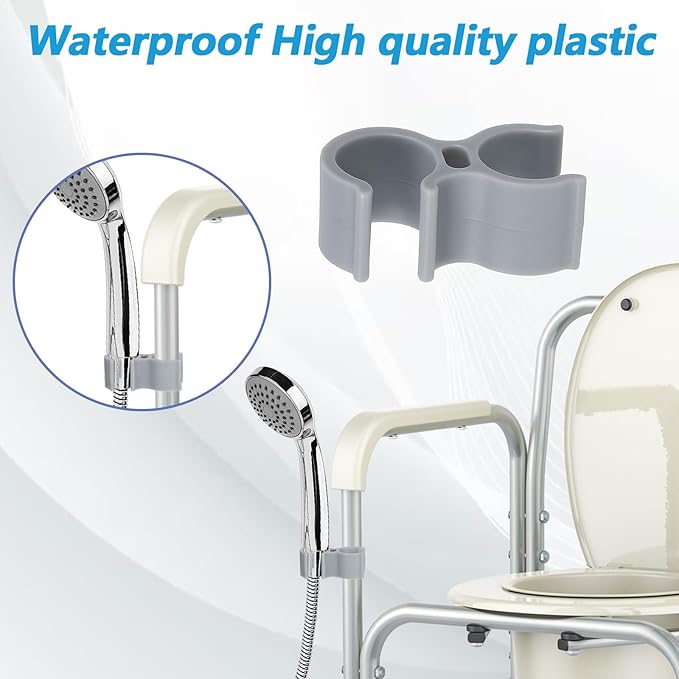 2 PCS Shower Head Holder for Shower Chair, Bath Seat Shower Bracket Attachment Tube Clamp Bracket for Inside Shower Bath Chair Tub Transfer Bench Shower Aids Accessories for Elderly Disabled Users