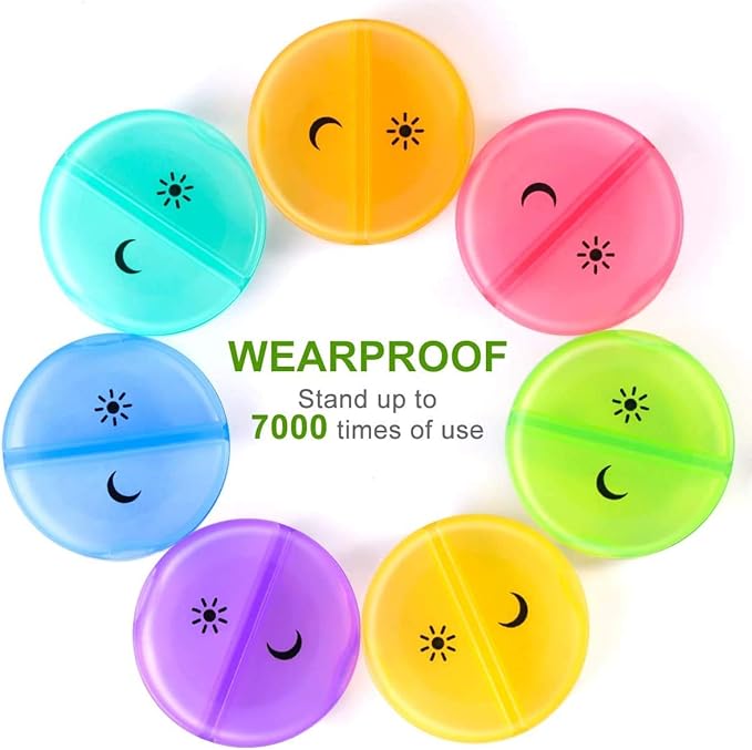 Sukuos Large Weekly Pill Organizer 2 Times a Day, Daily Pill Box 7 Day Easy to Open with Double Protection, AM PM Pill Case for Medicine/Vitamin/Fish Oil/Supplements (Green)
