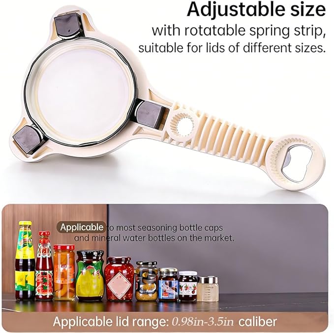 2026 New 4-in-1 Jar Opener ， Adjustable Stainless Steel ， Jar Openers for Seniors & Weak Hands ， Multifunctional Can Opener & Lid Opener for Jars, Bottles & Cans