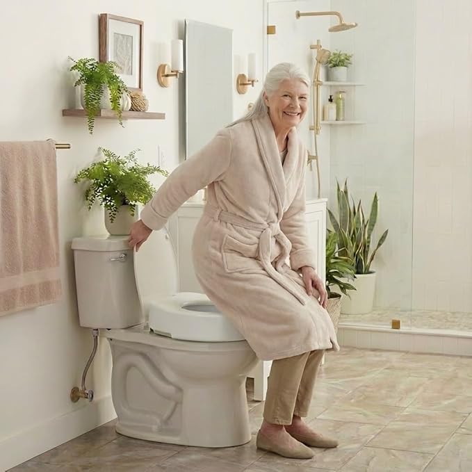NOVA Toilet Seat Riser – Adds 5” of Height, Raised Toilet Seat with 300 lb Weight Capacity, Universal Fit, Slip-Resistant Bathroom Safety Aid for Elderly & Seniors