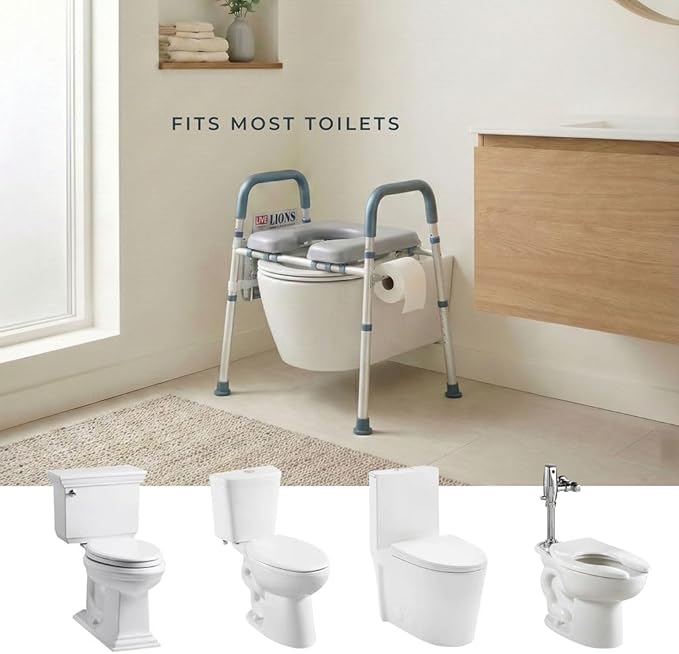 Toilet Seat Risers for Seniors Bedside Commode for Elderly Width and Height Adjustable Raised Toilet Seat with Handles for Elderly Handicap, Elevated, Pregnant, Fit Any Toilet Heavy Duty Up to 400lbs