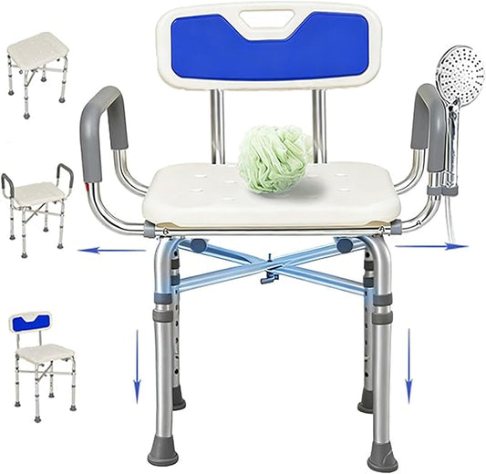 2-Level Width Adjustable Heavy Duty Shower Chair for Inside Shower and Tub w/Reinforced X-Bar, 550lbs Shower Seat for Bathtub with Arms and Back for Seniors, Handicap, Bariatric, Elderly and Disabled