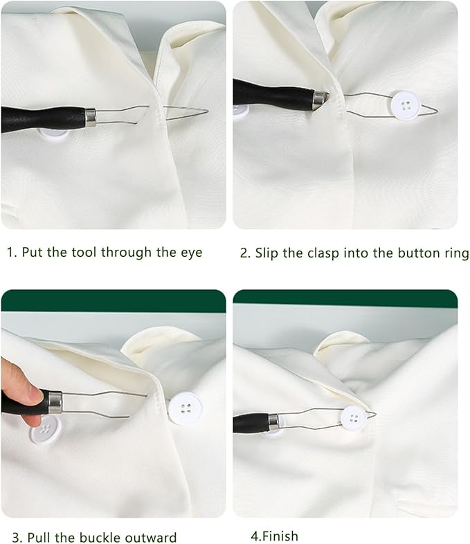 3 Pack Button Hook Easy Dressing Helper Aid Hooks Grip Handle Collar Button Assist Tool for Buttoning Dress Shirt Blouse Small Buttons Elderly Seniors Arthritis Hand Neuropathy Strain Relief