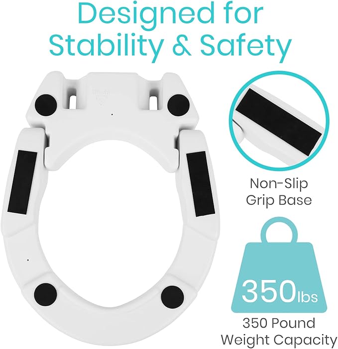 Vive Raised Toilet Seat (Standard, Adds 3.5 Inches) - Elevated Toilet Seat Riser & Extender for Seniors & Handicap - High Rise Toilet Extension for Elderly - Portable Commode Toilet Booster for Adults