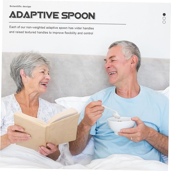 FOMIYES 2pcs Weighted Swivel Spoon for Elderly Senior Adaptive Utensils Angled Spoon for Tremor Easy-Grip Stainless Steel Fork Cutter