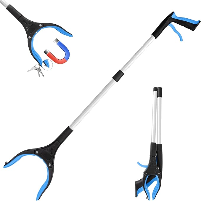 32.65"Grabber Reacher Tool, Foldable Trash Picker, 360°Rotating Grabber with Magnetic for Seniors and Disabled