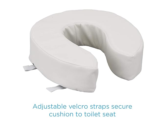 NOVA Medical Products Toilet Seat Cushion and Riser, 4” Padded Toilet Seat Attachment Cover, for Standard and Elongated Toilet Seats, Vanilla