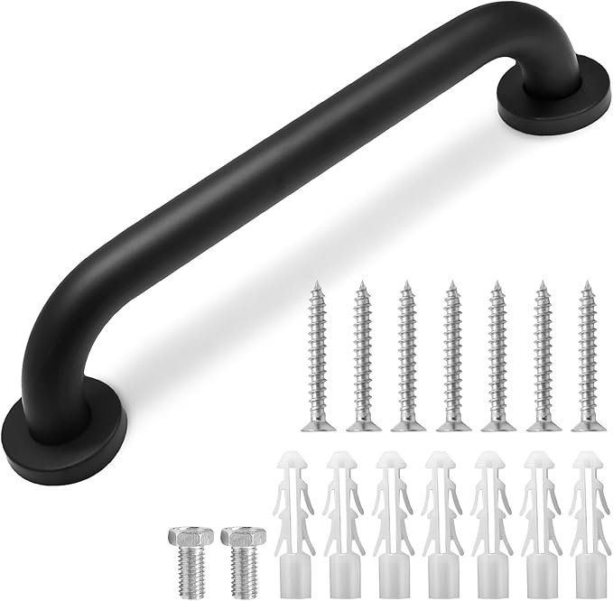 12 Inch Shower Grab Bar Stainless Steel Stairs Grab Indoor & Outdoor Deck Hand Rail Safety Grab Bar Handle Bathroom Shower Balance Bar Wall Handrail Support for Handicap Senior Pregnant