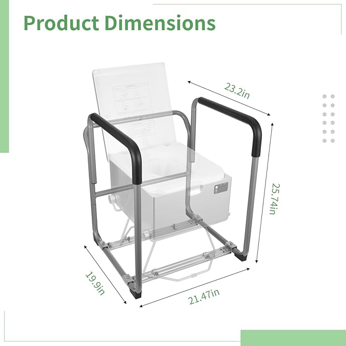 Dry Flush Toilet Safety Rails, Heavy Duty Toilet Frame for Elderly Seniors Handicap & Disabled, Pregnant, Injury, Surgery, Fits for Modiwell Toilets