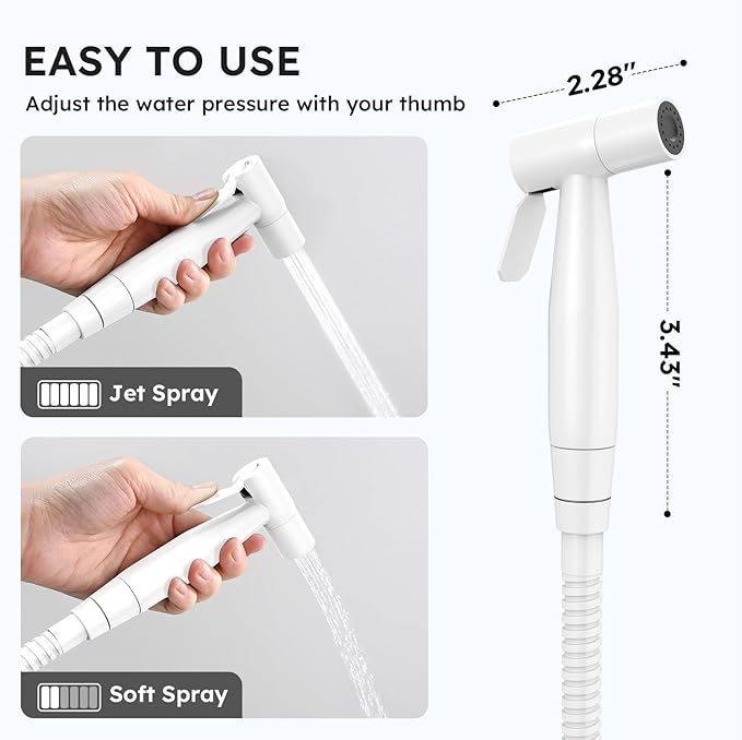 Arofa Bright White Bidet Sprayer for Toilet, Handheld Jet Sprayer Adjustable Water Pressure Muslim Shower with Bidet Hose, Bidets Faucet for Existing Toilets Cloth Diaper Spray for Baby/Feminine Wash