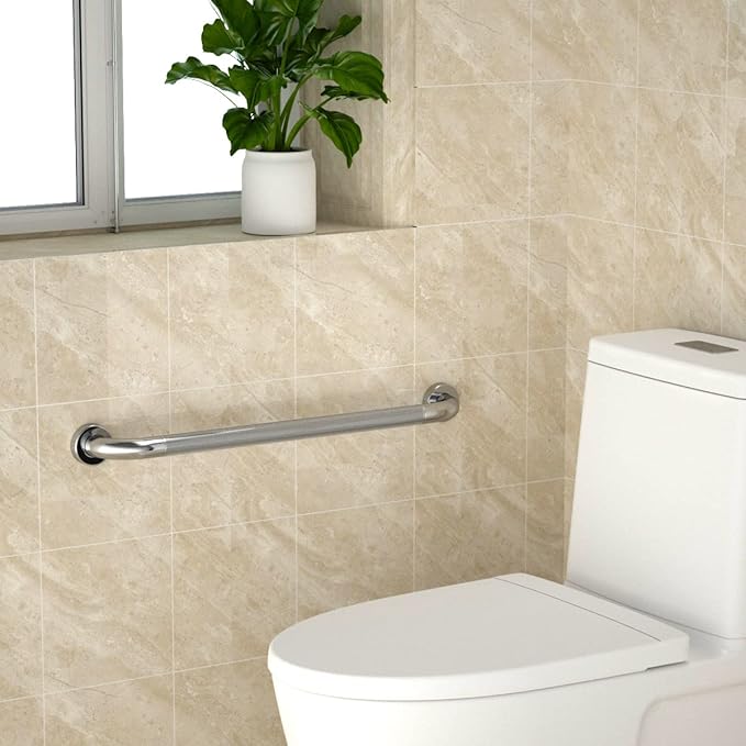 24 Inch Anti Slip Shower Grab Bar 1.25" Diameter, YuanDe 2 Pack Stainless Steel Bath Grab Bar, Knurled Bathroom Safety Rail, Shower Handrail Support, Handicap Elderly Injury Balance Assist Handles