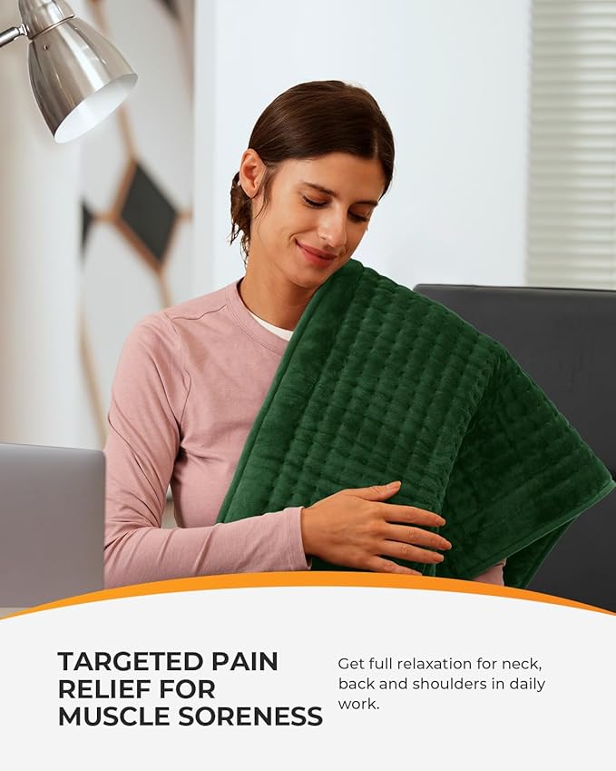 CooCoCo Heating Pad for Back Pain Relief, HSA Eligible Extra Large Heat Pad, Gifts for Mom Dad Women Her Wife Grandma, 17''x 33'' King Size Electric Heated Pad for Period Cramps, ETL Certified