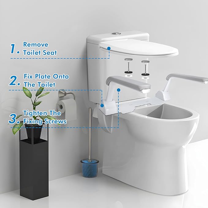 Toilet Safety Rail, Heavy Duty Foldable Toilet Handrail, Aluminum Alloy Support Up to 480LBS Perfect for Elderly Senior Handicap Pregnant