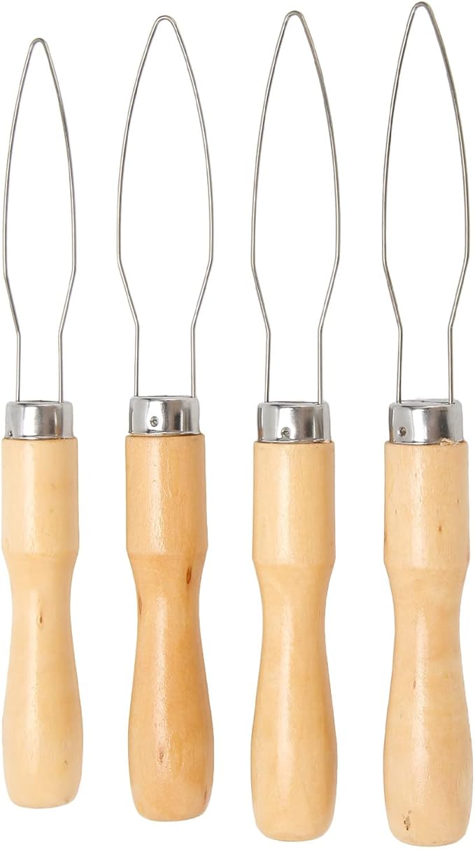 Generic Button Hook for Seniors, 4Pcs Button Hook Wooden Handle Stainless Steel Wire Semi Flexible Assist Tool with Comfort Grip Handle Assist Tool for The
