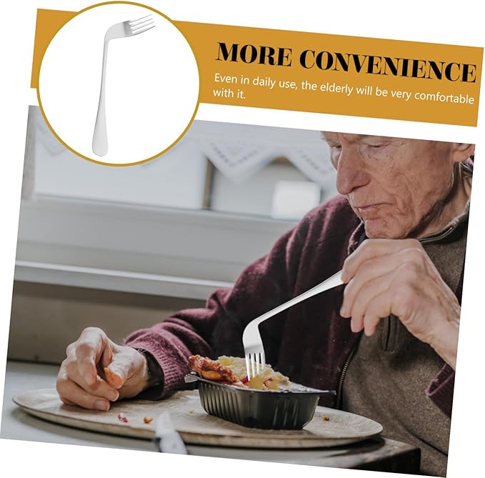 KOMBIUDA Boys and Girls Fork Angled Eating Fork for Elderly Patients Adaptive Utensils