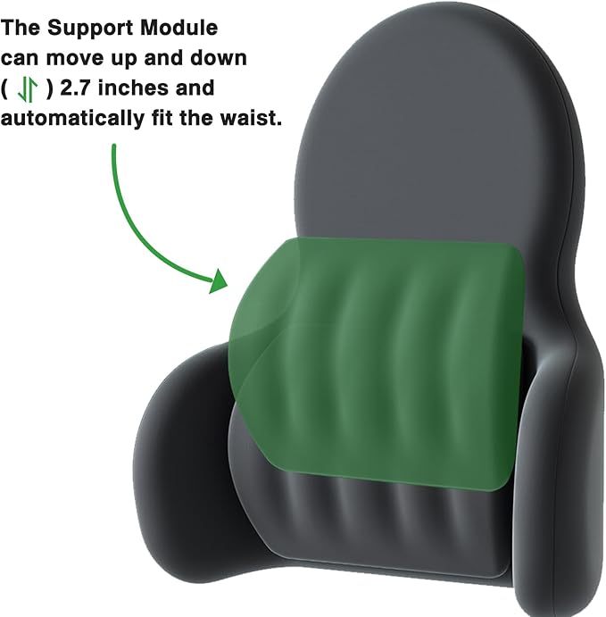 Lumbar Support Pillow for Office Chair Car Back Support Pillow, 45D slow rebound memory foam Gaming Chair Desk Chair Back Cushion for Lower Back Pain Relief, Dynamic support module,Ergonomic Back Rest