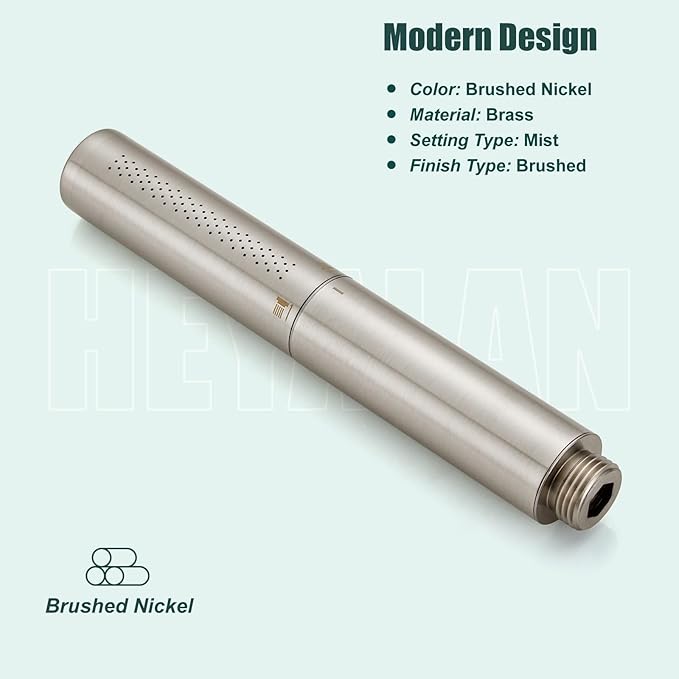 Heyalan Hand Held Shower Wand, High Pressure Handheld Head with Strong Flow, Luxury Spray for Bathroom,Dual Function,Brushed Nickel