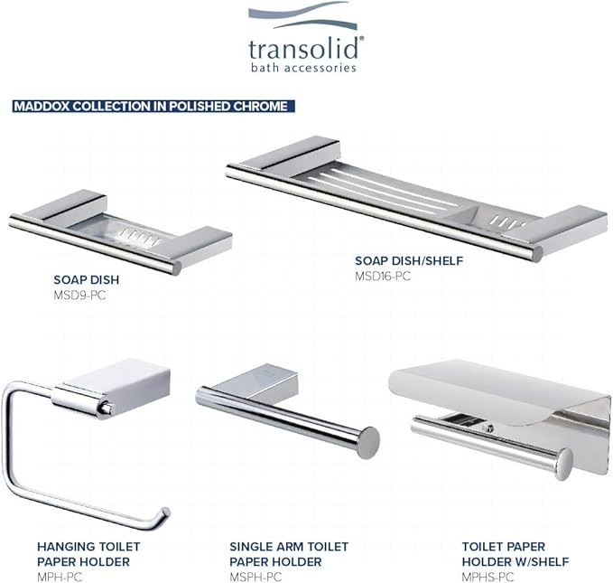Transolid MS18PC Maddox 18-inch Grab Bar, Polished Chrome