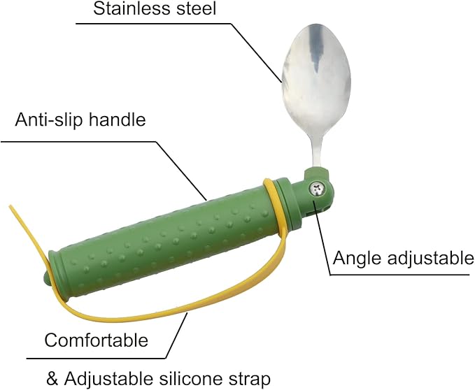 Adaptive Stainless Steel Elder Spoon Parkinsons Eating AIDS Utensils for Adults Elderly Patients Muscle Weakness Arthritis Handicapped (spoon B)