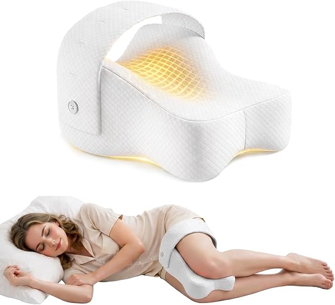 Knee Pillow for Side Sleepers,Memory Foam Balanced Support for Hip & Sciatica Pain Relief,Leg Pillow for Side Sleeping,Adjustable Elastic Strap for Pregnant Women and Seniors (White)