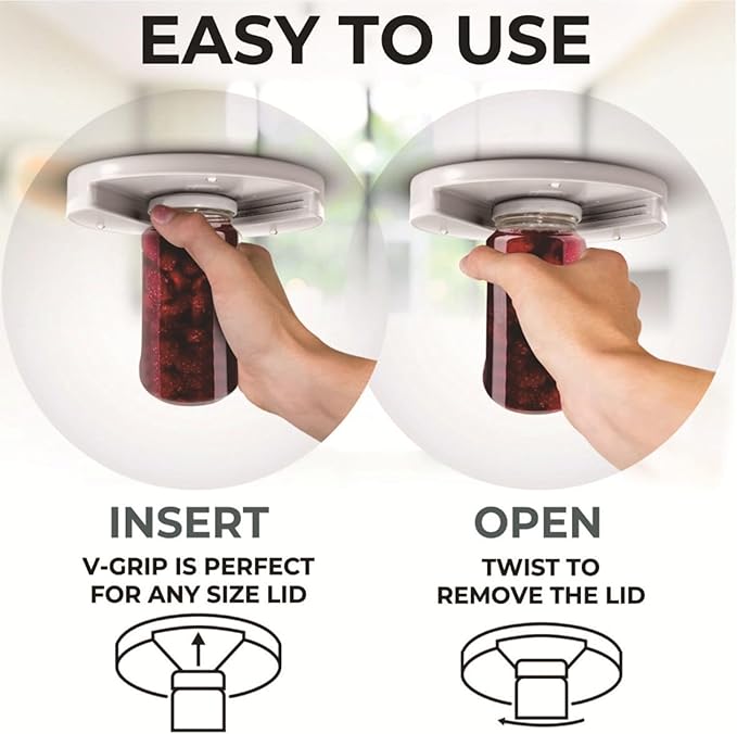 Under Cabinet Jar Opener for Seniors & Arthritis, One-Hand Effortless Jar Opener for Weak Hands, Auto-Fits All Lids 0.6"-4.7", Compact 7"x7" Under Mount Jar Opener for Kitchen, Includes 3 Screws