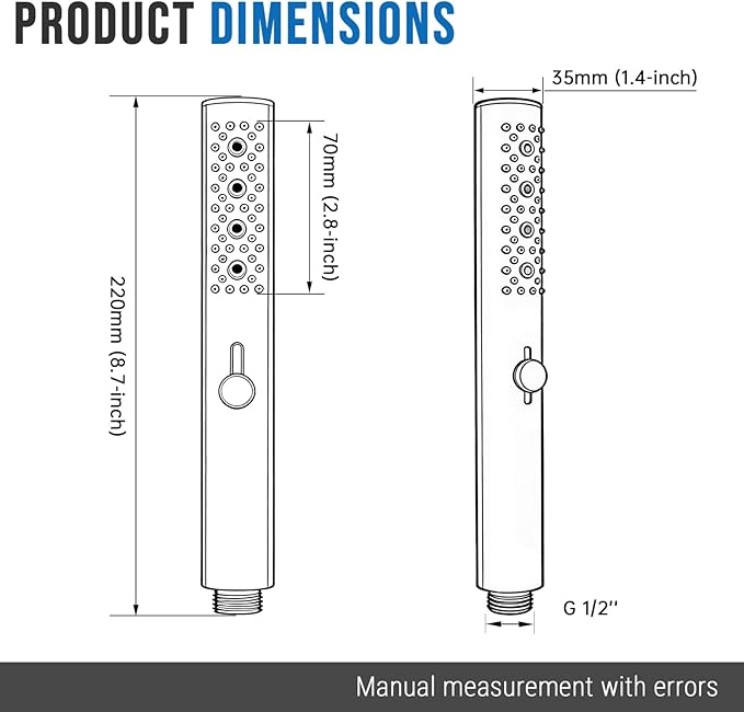 G-Promise All Metal Round 3 Function Handheld Shower Head, Easy and Quick Switch to Massage Mode, Bathroom Shower Wand Design Exquisite Luxury, 2.5 GPM, Matte Black
