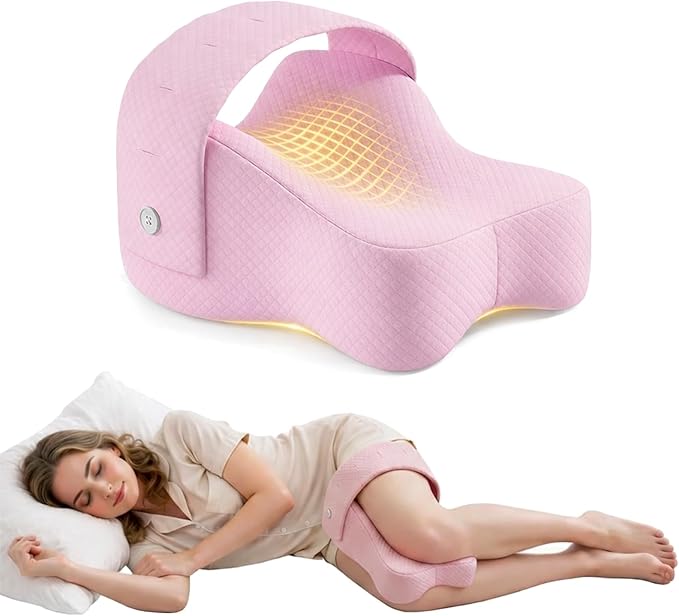 Knee Pillow for Side Sleepers, Alignment Pillow for Side Sleepers, Relief Hip & Sciatica Pain, Nourial Pillow Between Legs for Pregnant Women and Seniors (Pink)