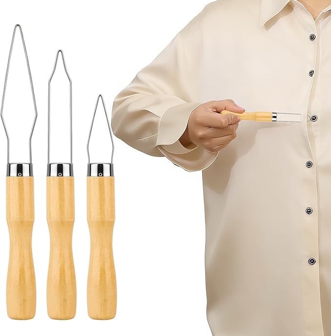 3pack Oiissuz Button Hook for Seniors, Reinforced Wire Loop, Ergonomic Grip Handle,Buttoning Aid for Shirts, Denim, Jackets & Heavy Coats