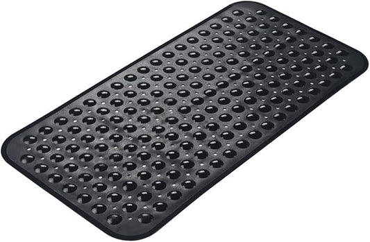 AmazerBath Bath Tub Mat, Medium Size 27.6 x 15 Inches Non-Slip Shower Mats with Suction Cups and Drain Holes, Bathtub Mats Bathroom Mats Machine Washable (Black)