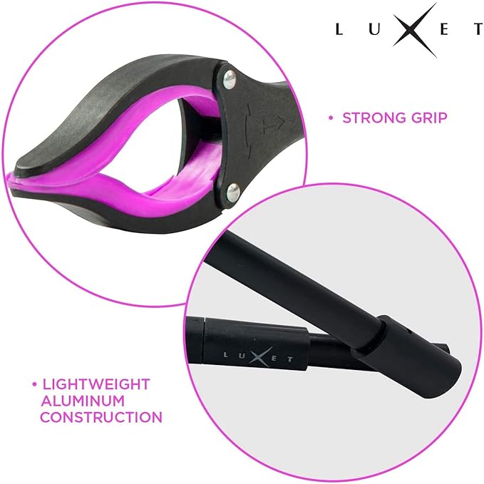 Grabber Reacher Tool 19" Aluminum Magnetic Claw, Rotating Reacher Grabber Pickup Tool, Foldable Gripper Grabbers for Elderly Grab it Reaching Tool, Trash Grabbers and Pickers, Pink, By Luxet 2-Pack
