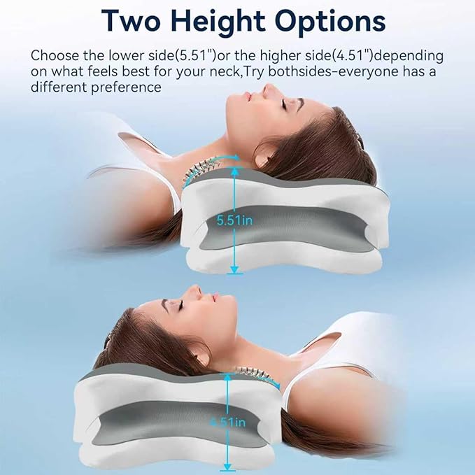 Sleep Apnea Pillow with Neck Pain & Snoring Relief -Orthopedic Cervical Pillow, Ergonomic Contour Memory Foam for Side, Back,Stomach Sleepers, Medium Firm (Grey,Queen Size)