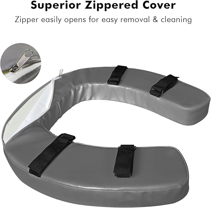 Toilet Seat Cushion with 2-inch High-Density Foam,Toilet Seat Riser-Suitable for Standard,Elongated Toilet Seats Commode Chairs Raised Toilet Seats(Grey)