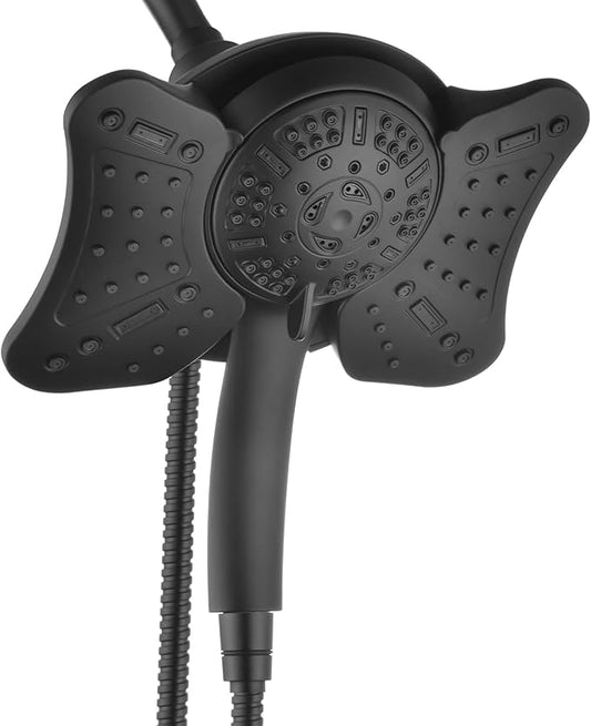 GRICH 1.8GPM Shower Head with Handheld Spray Combo: 2 in 1 Rainfall Shower Heads high pressure & Handheld Shower Head, 9 Spray Modes/Settings Detachable Shower Head with 60 Inch Hose, Black