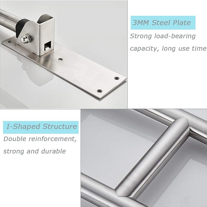 FlySkip Fold Down Grab Bar - 24" Stainless Steel Flip-Up Handicap Support Bar for Bathroom Shower Safety