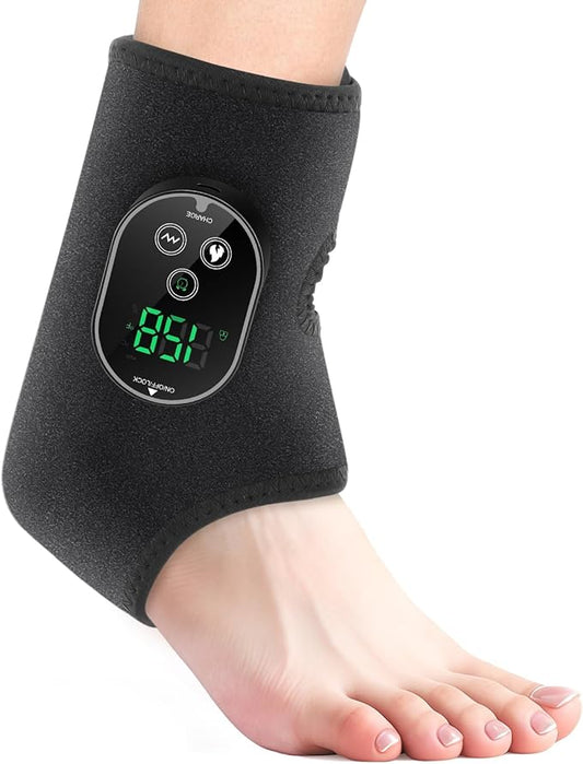 Cordless Ankle Massager with Heat, Neuropathy Foot Massager Ankle Heating Pad Wrap for Pain Relief 6 Heats 3 Vibrations, Timer & Auto Shut Off