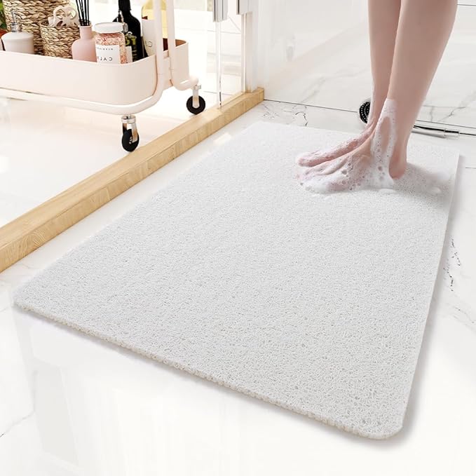 Non-Slip Bathtub Mat, 20x32 Inch, Shower Mats for Bath Tub, PVC Loofah Bathroom Mats for Wet Areas, Quick Drying