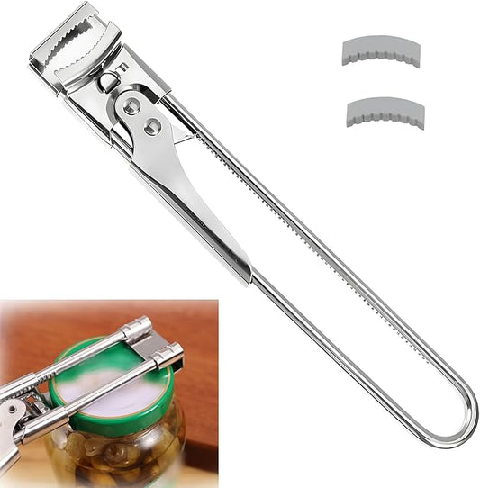 Jar Opener for Seniors with Arthritis - Adjustable Stainless Steel Bottle Opener & Manual Lid Gripper for Weak Hands - Heavy Duty Kitchen Gadgets & Gifts for Elderly