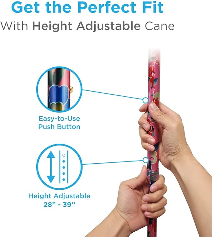 NOVA Offset Walking Cane for Seniors, Men & Women – Lightweight Adjustable Walking Cane with Soft Foam Grip, Wrist Strap, Anti-Rattle Lock & Non-Slip Tip – Stylish Mobility Aid