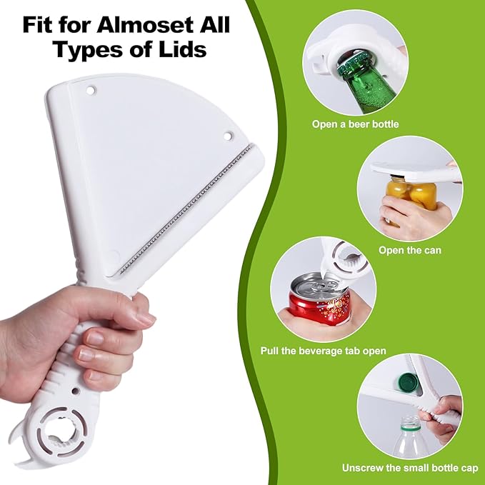 Jar Opener, Effortless for Weak Hands & Seniors with Arthritis, Original Jar Lid & Bottle Opener, Double U-Shaped Grooves Grip Bottle Opener for Any Size Lid